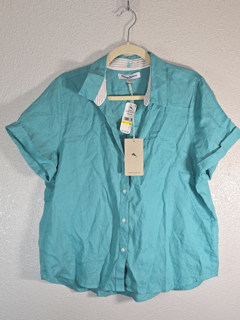 Tommy Bahama Short Sleeve Button-Down Shirt in Turquoise